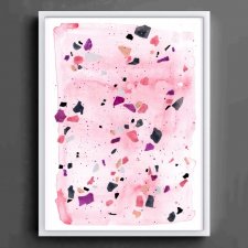 Akwarela Oryginalna A4 Abstrakcja "Różowe Lastryko", fiolet, róż, szary, minimalistyczny obraz, lastryko, modne