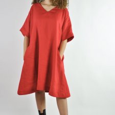 Sukienka lniana - czerwona - Nr.63