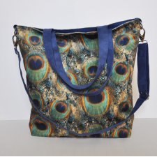 Torba hobo XXL - print pawie pióra