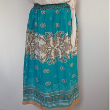 Lazurowa pastelowa spódnica we wzory Hand Made - onesize