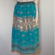 Lazurowa pastelowa spódnica we wzory Hand Made - onesize