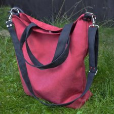 Torba hobo XXL - bordo, czerń