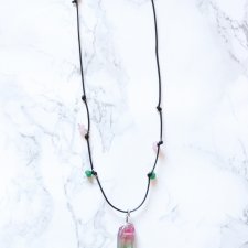 Naszyjnik amulet- Kryształ Górski Arbuzowy