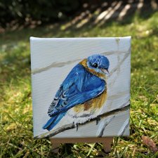 Niebieski ptaszek - mini painting
