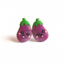 Śmieszne Kolczyki Warzywa Bakłażany Kawaii Bakłażan Fioletowe Kolczyki Prezent na Walentynki