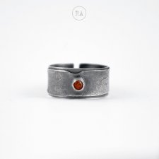 Kamień słoneczny - srebrny pierścionek oksydowany