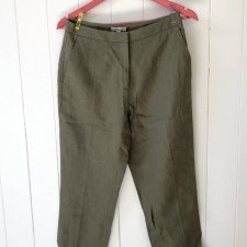 Spodnie lniane Spodnie H&M spodnie z lnu na lato len szorty khaki cygaretki spodnie z lnem chinosy spodnie do kostek szerokie z kantem eleganckie