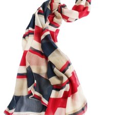 zwiewny szal vintage marynarskie kolory pasy paski