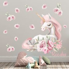 Jednorożec, unicorn, kwiaty+ personalizacja rozm. XL