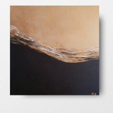 Złota abstrakcja z czernią -obraz akrylowy