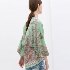 Zara kimonowa satynowa bluzka L 40 boho piękna