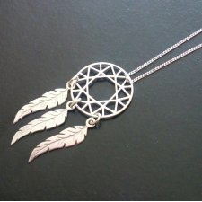 Srebrny Łapacz Snów, DREAMCATCHER, Naszyjnik