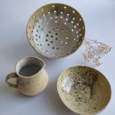 Durszlak ceramiczny/miseczka/dzbanuszek