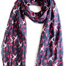 szal vintage jaskółki granatowy