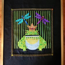 Tkaninowy obraz z żabim królem