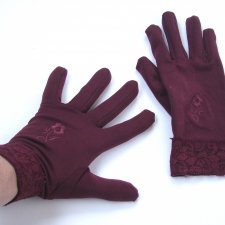 bordowe rękawiczki