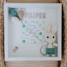 Metryczka narodzin dziecka - zielony królik
