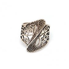Ciekawy pierścionek ażurowy vintage srebro 925