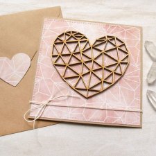 kartka ślubna, miłosna - geometryczne serce - pastelowa