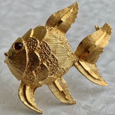 Vintage, lata 50-te XXw. ❤ Costume Jewelry Gold Fish ❤ Spełniająca życzenia :)