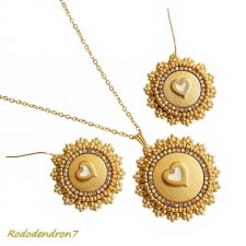 Golden Hearts - błyszczący i elegancki komplet biżuterii haft koralikowy