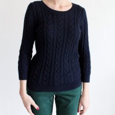 SWETER vintage z alpaką granatowy