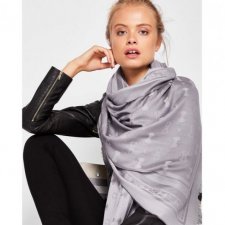 TED BAKER - POPIELATY SZAL - JEDWAB - WEŁNA