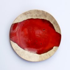 Ceramiczny talerz obiadowy, czerwony talerz śniadaniowy