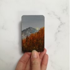 Drewniany magnes ręcznie malowany jesień w górach