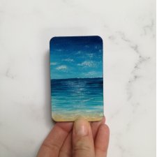 Drewniany magnes ręcznie malowany ocean