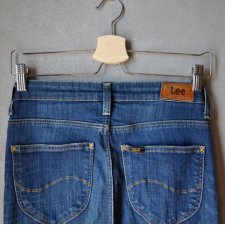 Niebieskie jeansy wysoki stan przetarcia LEE XS S