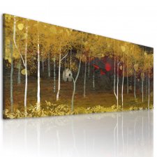 Obraz na płotnie do salonu - DOMEK W LESIE 150x60cm 02553