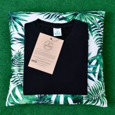 Czarna koszulka bambusowa V neck 95% bambus r. XL