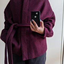 Śliwkowy płaszcz 70 %wełna