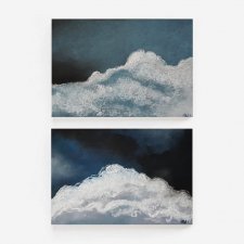Chmury- dwie prace wykonane pastelami