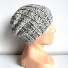 Czapka zimowa męska/damska HELLI 100% Baby Merino 22 Jasny Szary - od ręki