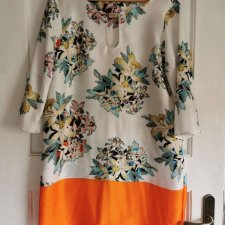Sukienka wzory kolorowa ZARA r. M kolorowa pomarańczowa
