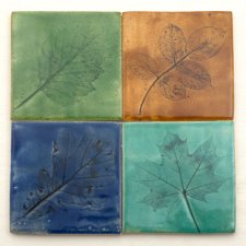 Kafelki listki - cztery kolory, dekory kafle z motywem roślinnym