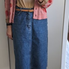 Spódnica jeansowa vintage look wysoki stan marmurek