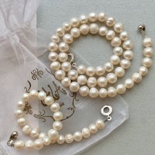 Białe naturalne perły - Komplet naszyjnik i bransoletka.❤ Prawdziwych pereł czar...❤ Perły