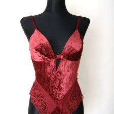 Aksamitne body koronka roz 36