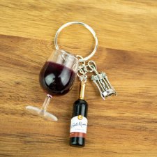 Breloczek wino z kieliszkiem i otwieraczem