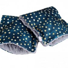 Mufka do wózka uniwersalna, rękawica do spacerówki dla mamy złote kropki