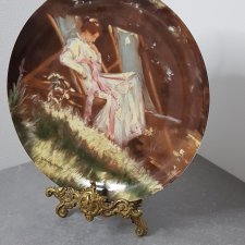 Porcelanowy Kolekcjonerski Talerz B&G P.S. Kroyer "Kunstnerens Hustru I Haven" Kopenhaga "Żona artysty w ogrodzie"