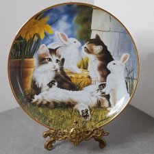 Porcelanowy Kolekcjonerski Talerz Franklin Mint - Kitten and Cotton Tails Portugalia