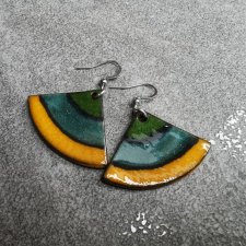 Ceramiczne kolczyki wachlarze kolorowe