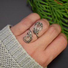 Pierścionek regulowany kryształ górski, wire wrapping, stal chirurgiczna