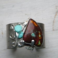 agat ognisty  - BRANSOLETA MANKIET CUFF
