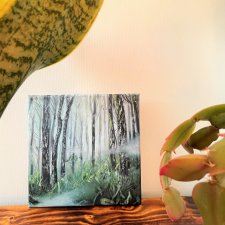 Pejzaż z lasem i mgłą - mini painting