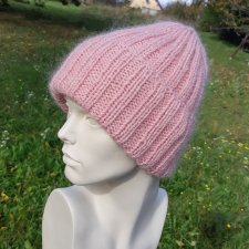 MOHEROWA PASTEL PINK * WYWIJANA CZAPA ZIMOWA JASNY RÓŻ